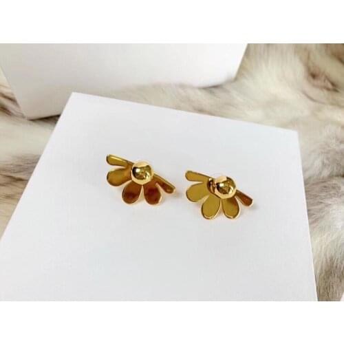 Sunflower Earrings Stud Sliver Steel Yellow Gold Daisy Sun Flower Jewelry For Women And Girls Trendy Cute Fashion Gift 1 Pair