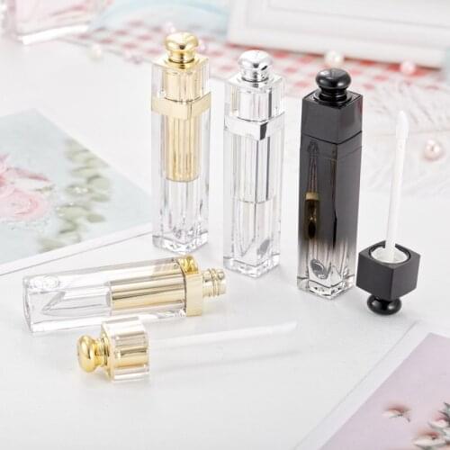 50/100pcs Private Label Lip Gloss Tubes 5ml Clear Empty Lip Balm Tube Container Gold Lipstick Refillable Bottles Lip Gloss Tubes