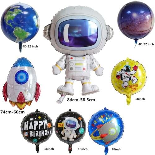 New 4D Earth Alien rocket Cartoon Spaceman Aluminum Balloons Childrens Festival Party Decoration Balloons High Quality