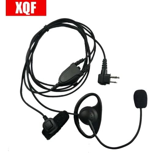 XQF 2 pin PTT D Shape M Finger Headset Mic For Motorola GTI, GTX, LTS2000, VL50, VL130, PMR446, ECP100, PR400 Radio