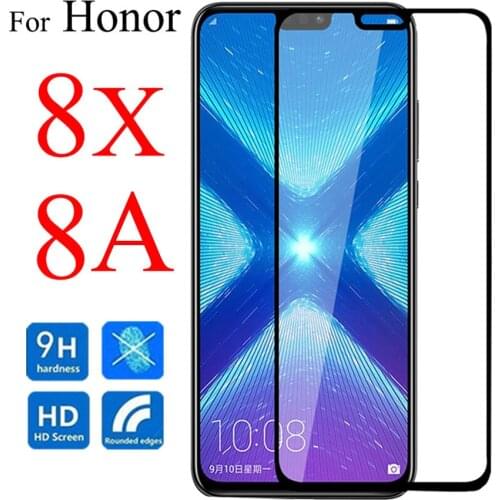 Protective glass on for Huawei honor 8x 8a screen protector honer 8 x a armor sheet huavei hono x8 full cover 9h tempered film