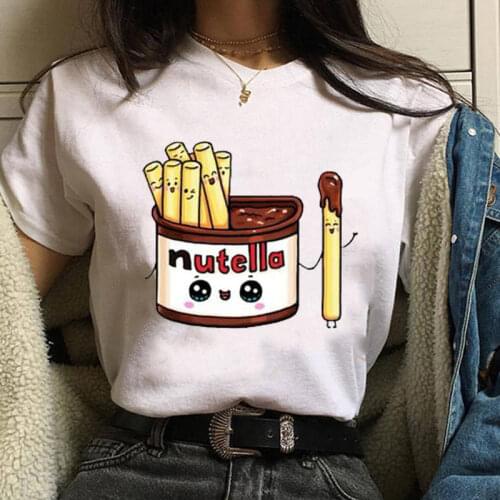 Women T Shirt Nutella Print Casual Tee Top Hipster Tumblr Female Tshirt Harajuku T-shirts Woman Clothing
