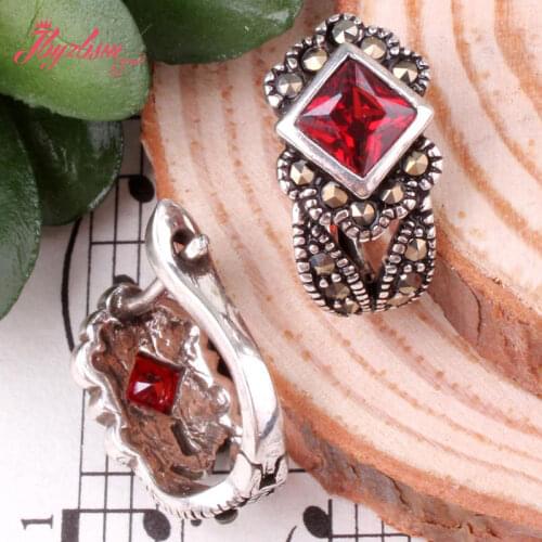 5mm Inlaid Square CZ Crystal Stone Marcastie White Tibetan Silver For Lady Party Fashion Huggie Earrings 1 Pair,Free Shipping