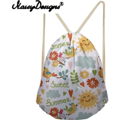 Noisydesigns cartoon Cute pattern Printed Drawstring Backpack for Women lovely girls school bags unisex kawaii summer Mochila