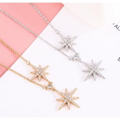 YSH New 100% 925 Sterling Silver Star Zircon Clavicle Necklaces for Woman Fashion DIY Jewelry Valentines Day Gift Free Shipping