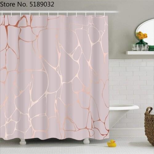 1 Piece 3D Marble Texture Print Bath Curtain Waterproof Polyester Shower Curtain with Hooks Creative Bathroom Decor 180x180cm