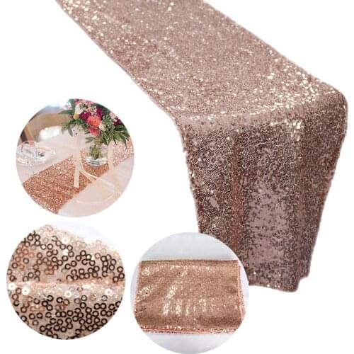 1pcs Christmas Decoration Sparkly Rose Gold Sequin Table Runners for Weddings Party Christmas Table Decoration Chemin De Mariage