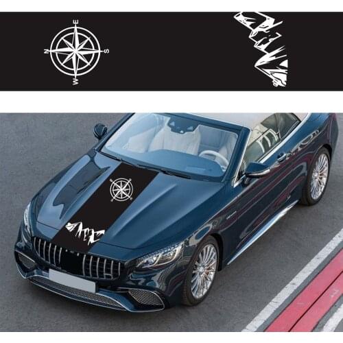 Off-road Mountain Compass Car Sticker Sports Racing Stripe Fun Creative Decoration Front Cover Hood Vinyl Car Accessories