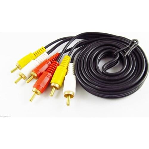 2pc 5FT 3 RCA Male (L+R+V) To Male Composite Extension AV Audio Video DVD Cable Gold