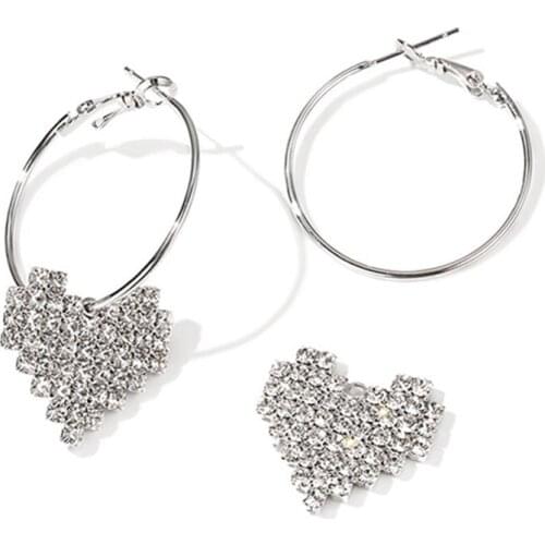 2020 Popular Earrings With Rhinestone Circle Earring Bright Crystal Cute Lady Peach Heart Stud Earrings For Women Ear Jewelry