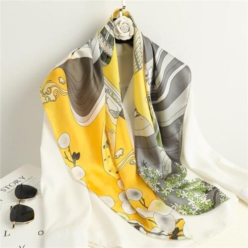 2021 Silk Shawl Square Scarf Women Headband On The Head Wraps Neckerchief Female Hijab Hair Bands Fashion Foulard Ladies Bandana