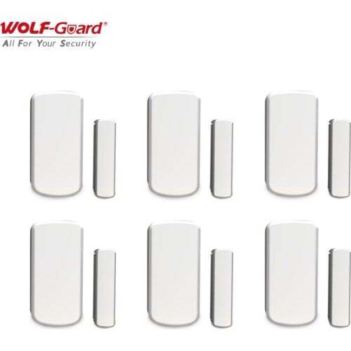 6Pcs Wolf-Guard Wireless Door Window Magnet Sensor Detector Ultra-low Power Consumption for Home Alarm Security System 433MHz