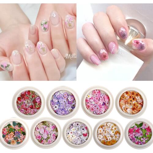 9 Styles Rose nail Art Decorations wood pulp Daisy Sakura Nail Art Sequins Paillette Ultrathin Slices For DIY Nails Accessories
