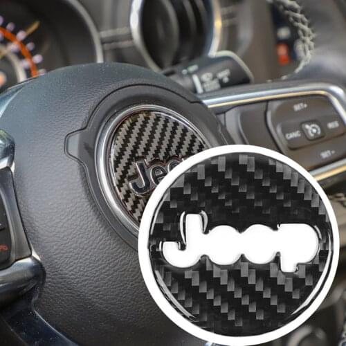 NHAUTP Car Decoration Carbon Fiber Steering Wheel Center Trim Sticker For Jeep Wrangler JL 2018 2019 2020