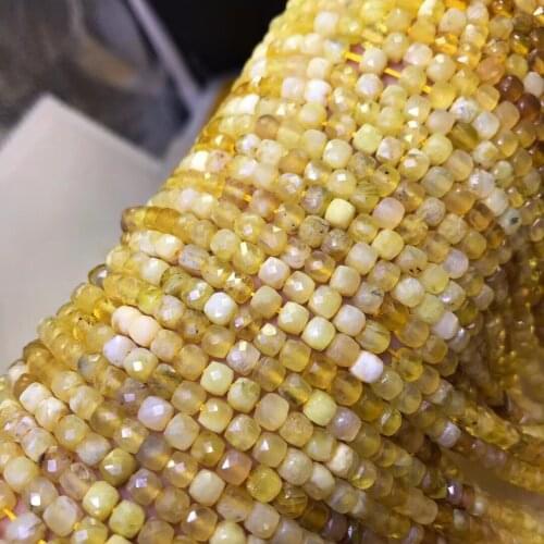 Loose beads LOOSE BEADS square FACETED yellow Opal 4-4.5mm for DIY wholesale 14" FPPJ gemstone