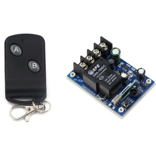 Black Wireless Remote Control Switch For LED Light Lamp DC 12V 24V 36V 48V 30A Relay Receiver With 2Keys Transmitter 315/433Mhz