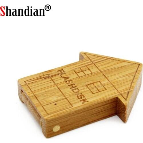 SHANGDIAN beautiful Carbonized minn house bamboo model 64GB Flash Drive 4GB 8GB 16GB 32GB Pendrive USB 2.0 Usb stick