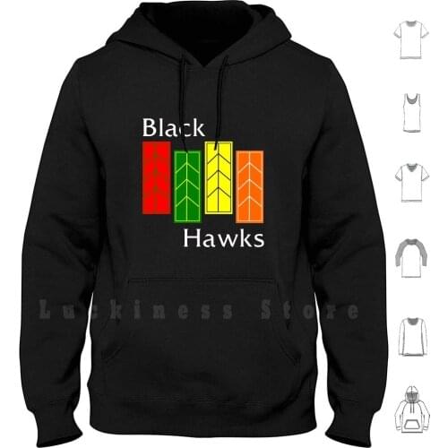 Black Hawks ( Reverse Colors ) Hoodies Long Sleeve Hockey Punk Rock