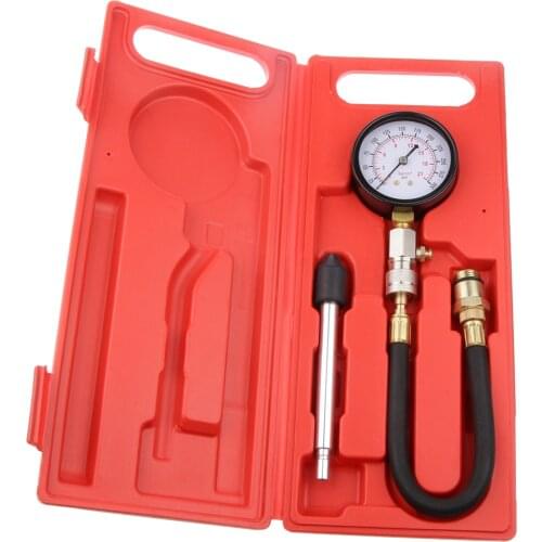 13" Flex Hose Cylinder Compression Pressure Gauge Tester with Cone Adapter