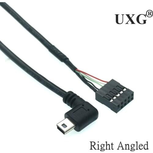 Computer Motherboard 9pin To Mini USB Charging Data Cable DuPont 2.54mm DuPont USB To MINI USB Shielded 90 Degree Right Cable