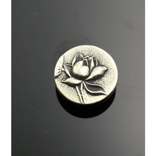 DIY leather craft vintage flower design wallet decoration screws button silver color solid brass material 3pcs/lot