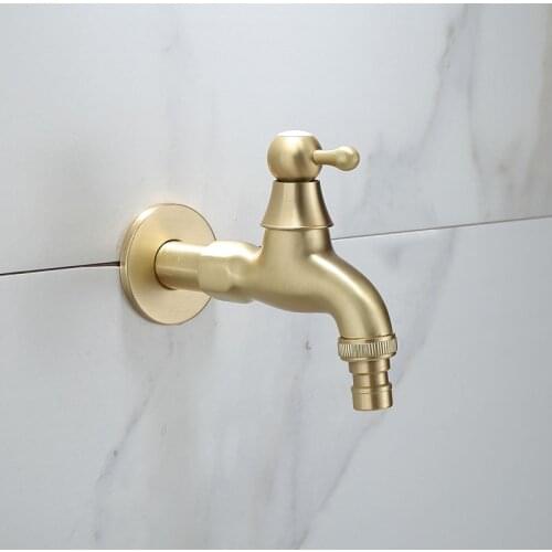 Bibcocks Wall Mounted Washing Machine Tap Mop Pool Taps Brushed Gold Brass Garden Outdoor Water Modern Kitchen Bathroom Faucets