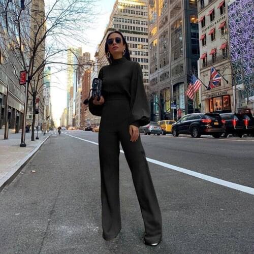 Fashion Formal Women Jumpsuit Long Sleeve 2020 Summer New Casual Solid Women Black Jumpsuits Fashion Female Pants