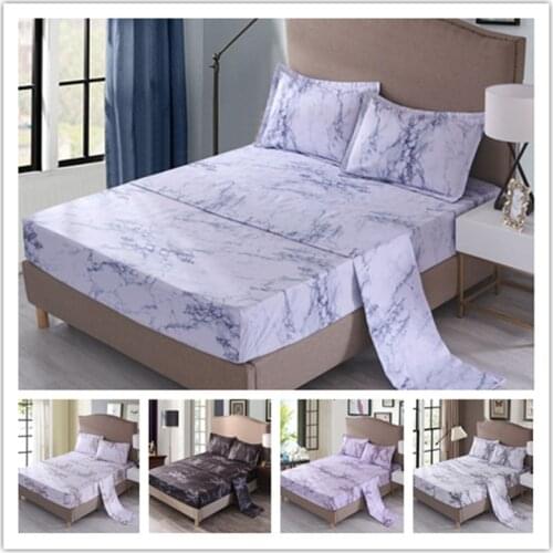 Marble crevice simple bed sheet set set fitted sheet flat sheet pillow cases usa king queen full twin size