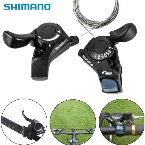 3/6/7 Speed Bicycle Shifter Brake MTB Mountain Road Bike Riding Disc Brake Levers with Shift Cable Thumb Gear Shift Lever Set