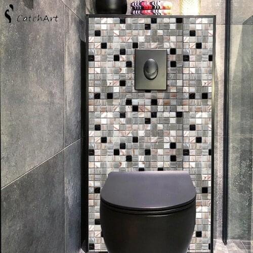 New Bathroom Tiles Waterproof Wall Sticker Vinyl PVC Mosaic Self adhesive Anti Oil Stickers DIY Wallpapers Home Decor