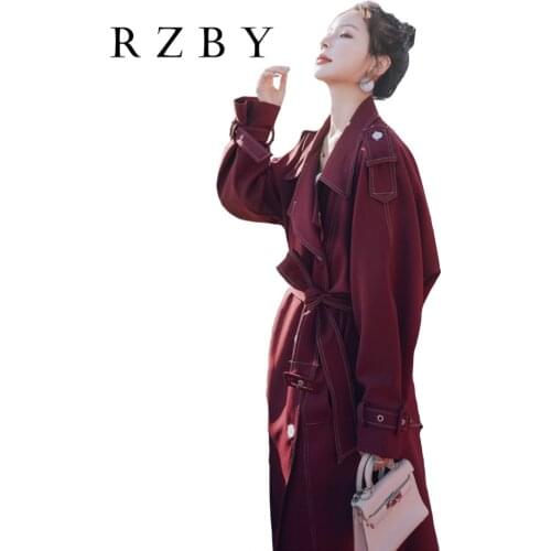 2021 new autumn loose temperament popular British style long womens trench coat Fashion womens windbreaker Coat