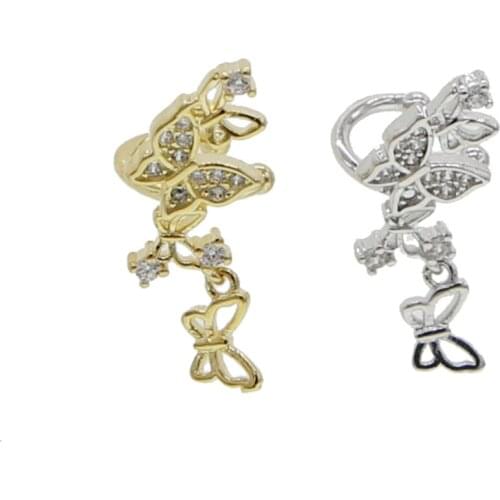 NEW Romantic 4 Butterfly Earring Cuff paved Sparking CZ Crystal Plural Animal Earrings Jewelry Sweet Girls Women Party Birthday