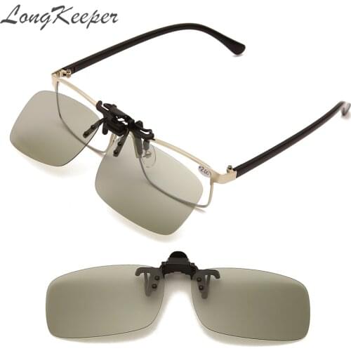 LongKeeper Polarized Photochromic Lenses Clip On Sunglasses Car Driver Goggles Anti-UV Sun Glasses Driving Eyewear Accessories