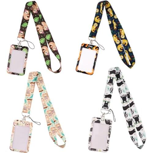 JF878 Cute Animal Sloth Lanyard Neck Strap for Key ID Card Cell Phone Straps Fashion Cartoon Cute Student ID Badge Badge Holder