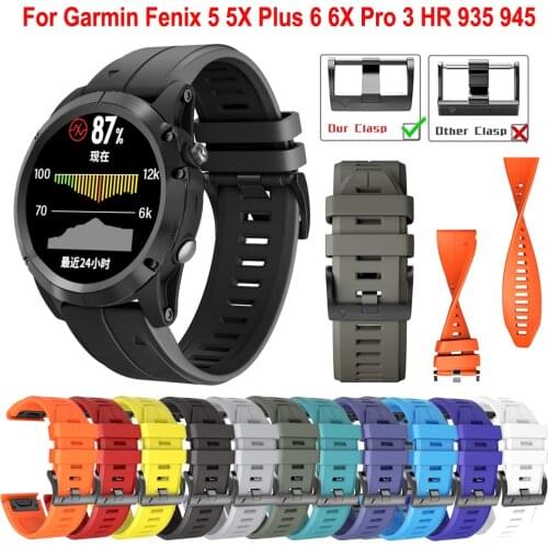 22 26mm Watchband For Garmin Fenix 6 6X Pro 5 5X Plus 3HR 935 945 Silicone Band Fenix6 Fenix5 Watch Easyfit Wrist Strap Bracelet