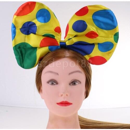 2pcs Christmas Festive Polka Dots Clown Hat Headband Circus Jester Costume Fancy Dress Party Hairband Props