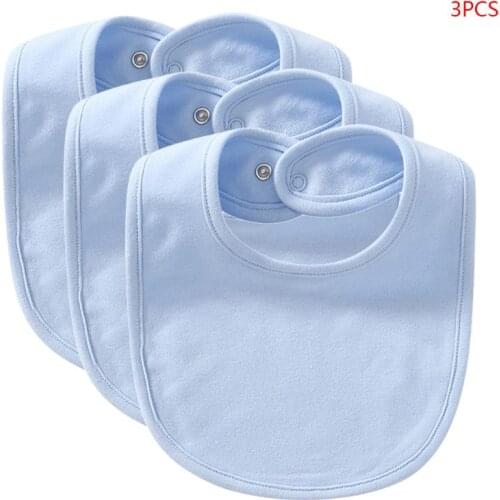 3Pcs Newborn Baby Toddler Bibs Solid Color Saliva Towel Feeding Burp Cloth Scarf 69HE