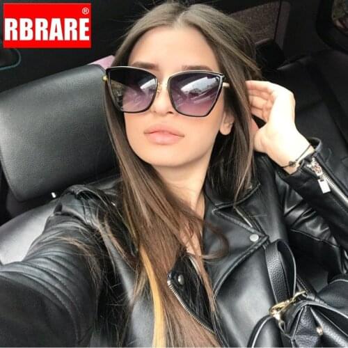 RBRARE Alloy Cat Eye Sunglasses Women Gradient Lens Sun Glasses Vintage Metal Oculos Feminino Travel Driving Gafas De Sol