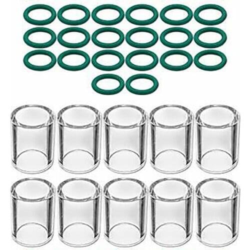 10 Pyrex Glass Cup & O-ring For SR WP-17/18/26 & SR WP- 9/20 TIG Welding Torch High Temperature Resistant O-ring