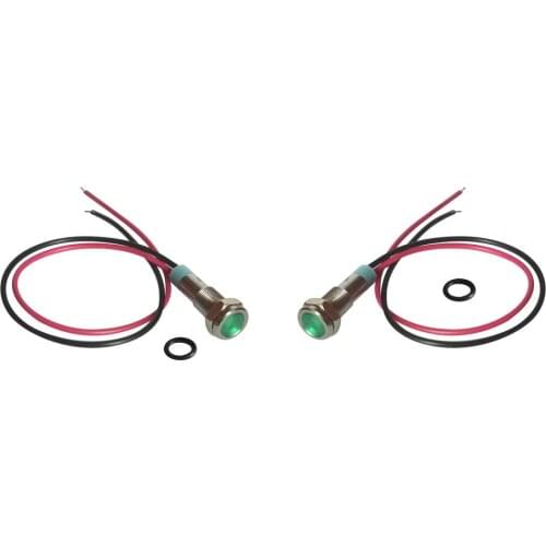 2pcs LED Metal Brass Waterproof Indicator Warning Signal Light Lamp 6mm 6V With Wire Green