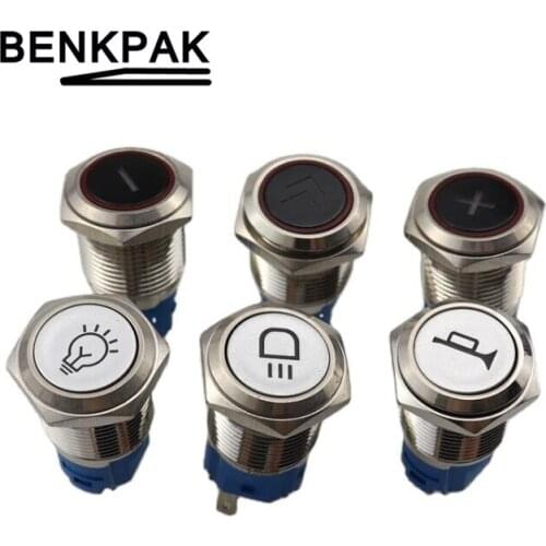 16mm Waterproof metal switch Push Button Switch 3V 6V 12V LED Momentary car racing switch