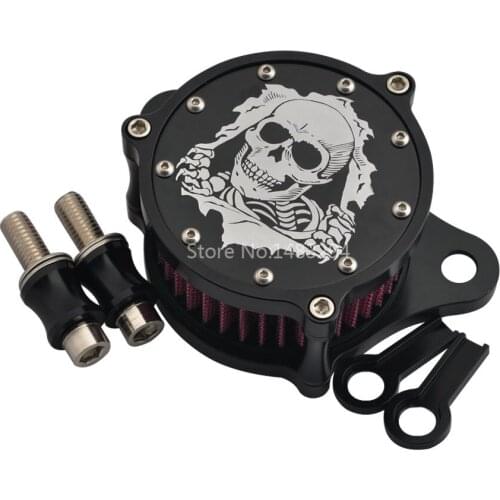 Motorbike Air Cleaner Intake Filter Custom Skull Style For Harley Sportster Forty Eight 72 XL 883 1200 04-Up