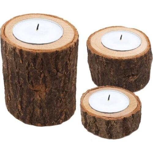 1/3 Pcs Wooden Candlestick Candle Holder Round Candle Holder Table Desktop Decoration Plant Flower Plot 2021New Table Decoration