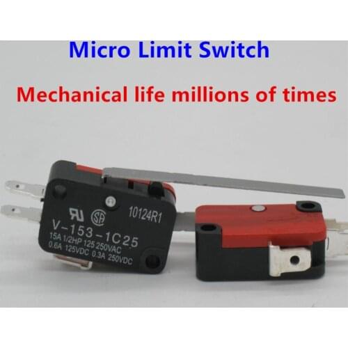10Pcs High-quality Long Straight Hinge Lever SPDT Micro Limit Switch V-153-1C25
