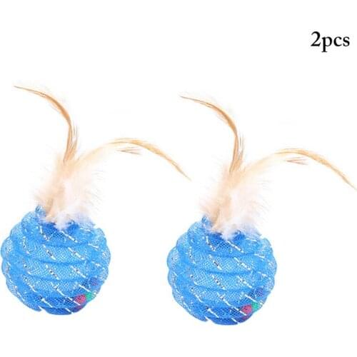 2PCS Cat Ball Toy Creative Glitter Tube Feather Fashion Cat Toys Interactive Ball игрушки Gatos Playing Puzzle Toy For Cat