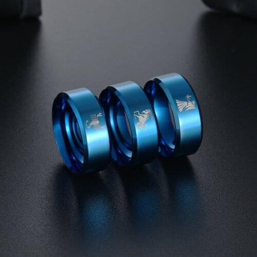 2021 Trend Fashion Retro Stainless Steel Anime Cartoon 12 Constellations Men And Women Wedding Engagement Rings Jewelry Gifts