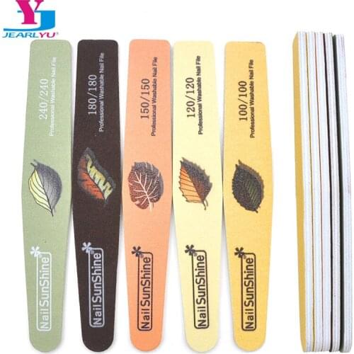 5/10 Pcs Strong Hard Artificial Nail Files Limas 100/120/150/180/240 Buffer Block Leaf Pattern Macaron Sandpaper Nails File Kits