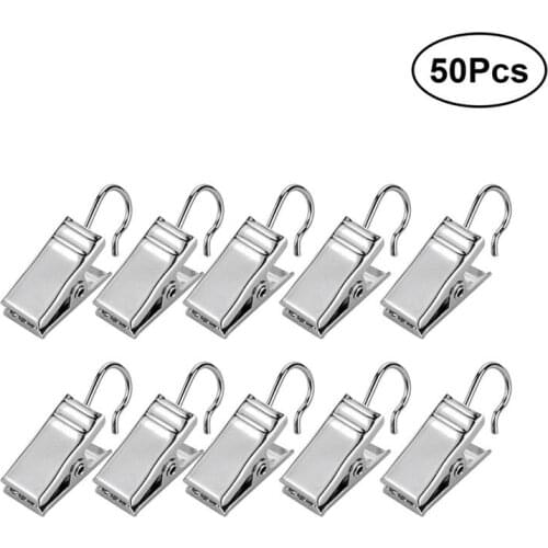 50pcs Small Curtain Clips Hooks Wide Flat String Party Lights Hanger Wire Holder for Shower Home Decoration Photos Art Craft