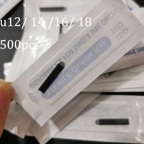 500Pcs Laminas Nano Tebori Microblading U Flex 0,18mm Fine Black 12/14/16/18/21U Shape For Permanent Makeup Manual Toberi Pen