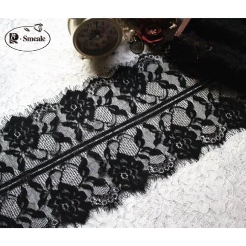 6M/ Lot Eyelash Lace Fabric 17cm DIY Decorative High Quality Soft Off White Nylon Eyelash Lace Trim Wedding Dress Fabric RS385